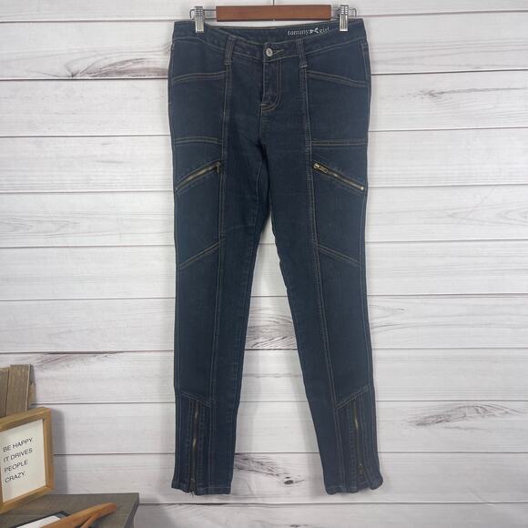 1990s Tommy Girl‎ Straight Leg Zipper Low Rise Jeans Dark Wash Size 9 - Picture 1 of 10